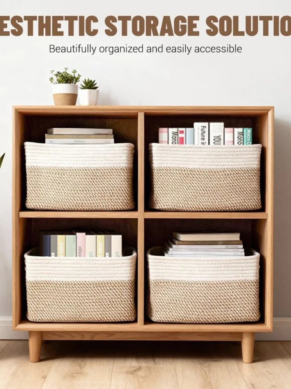 New 5 Pack Woven Storage Baskets, Decorative Storage Bins for Organizing